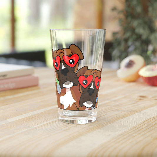 Boxer Love Pint Glass 16oz - Dog Lover Gift, Unique Beer Glassware, Cute Boxer Dog Design, Personalized Drinkware for Pet Owners