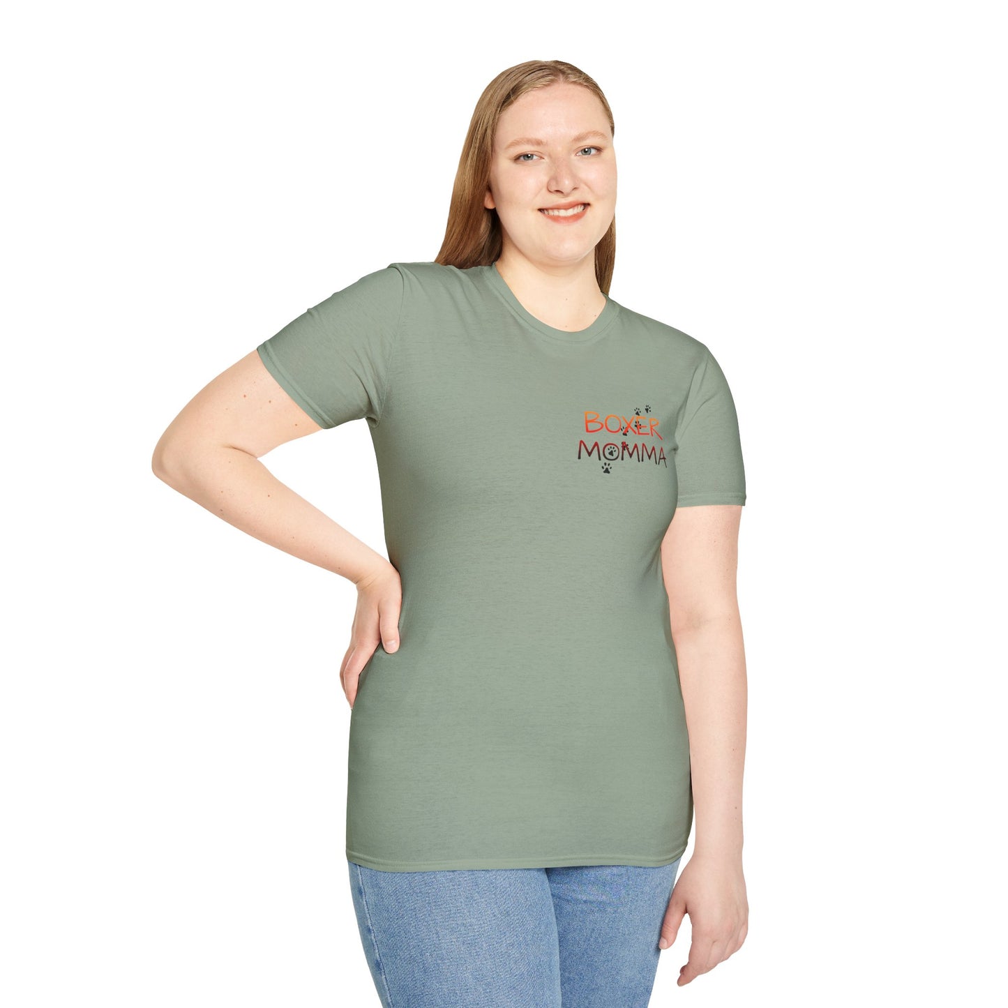 Unisex Boxer Momma T-Shirt - Softstyle Cotton Tee, Dog Lover Gift, Casual Fit, Pet Mom Shirt, Comfortable & Durable