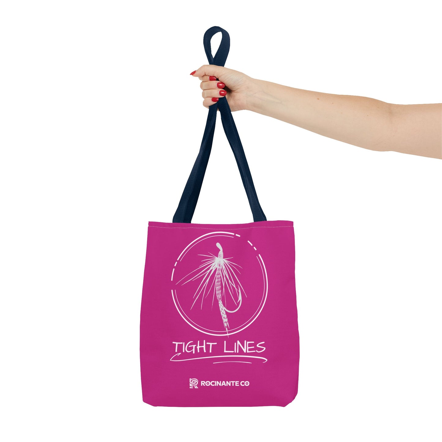 Pink Tight Lines Tote Bag, Fishing Canvas Tote Lightweight Durable Beach Market Bag