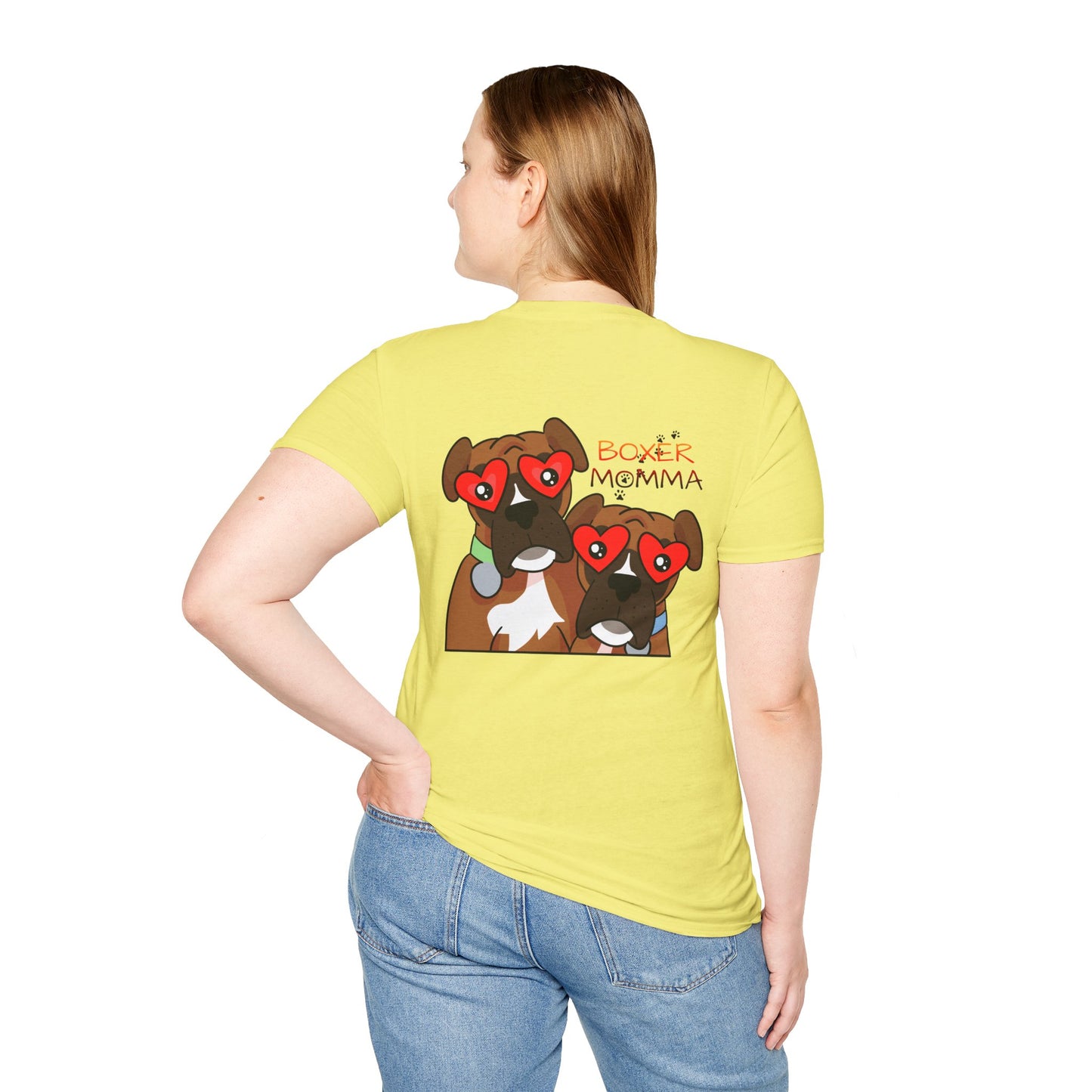 Unisex Boxer Momma T-Shirt - Softstyle Cotton Tee, Dog Lover Gift, Casual Fit, Pet Mom Shirt, Comfortable & Durable