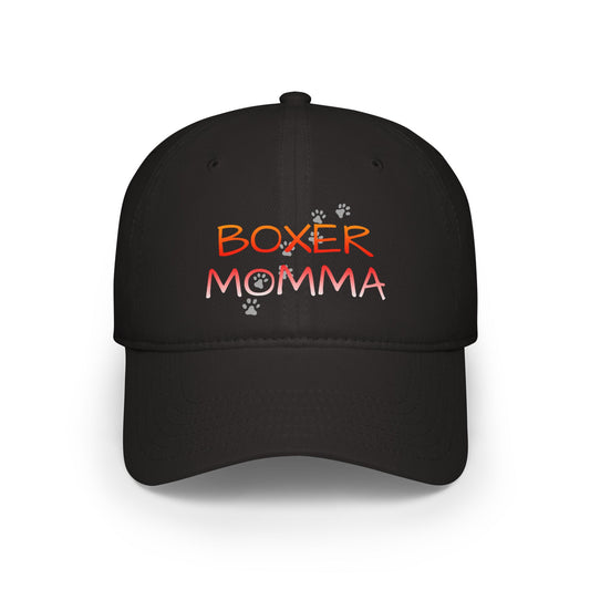 Boxer Momma Low Profile Baseball Cap, Adjustable Hat for Dog Lovers, Casual Outdoor Hat, Gift for Boxer Moms