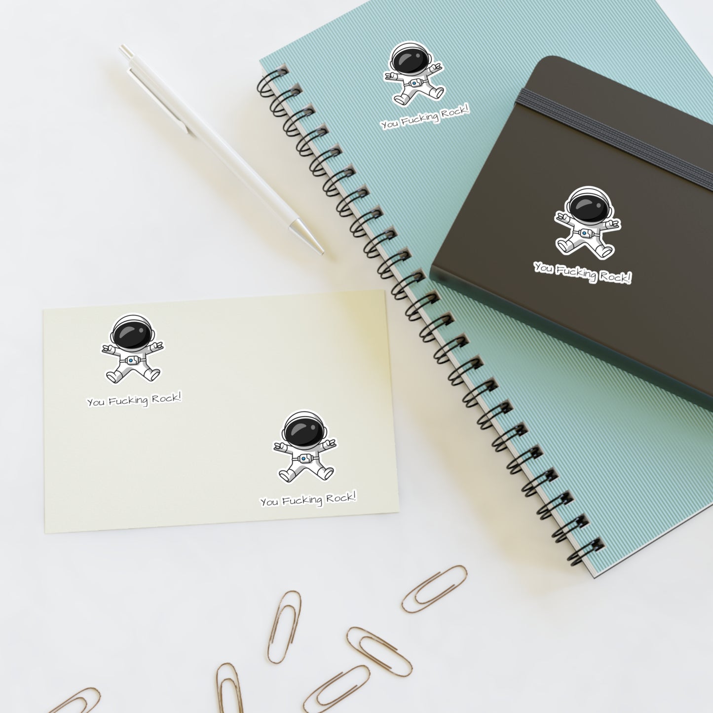 You Rock! Astronaut Motivation Sticker Sheets | Humor Stickers | Space-Themed Decor | Gifts & Party Favors