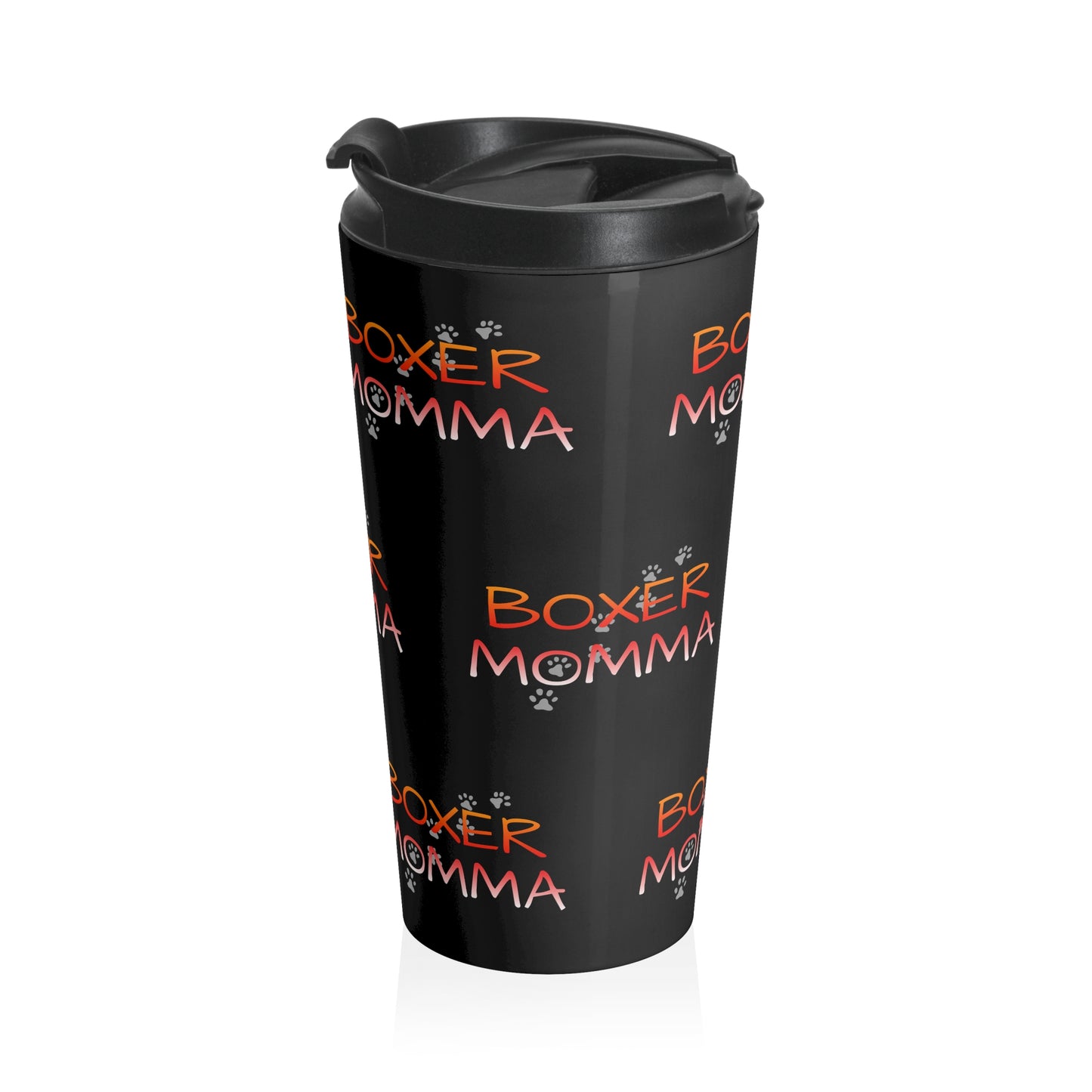 Boxer Momma 15oz Tumbler, Gift for Dog Lovers, Stainless Steel Mug for Pet Owners, Personalized Dog Mom Mug, Cute Travel Coffee Mug