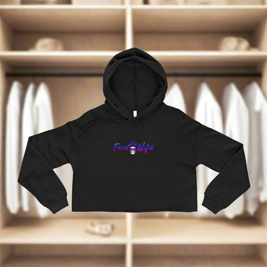 Black cropped hoodie with 'Fast Life' text on a white background